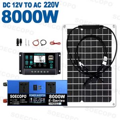 SOECOPO 8000W Peak Solar Kit 12V 24V to 110V/220V Inverter for RV Off-Grid Camp