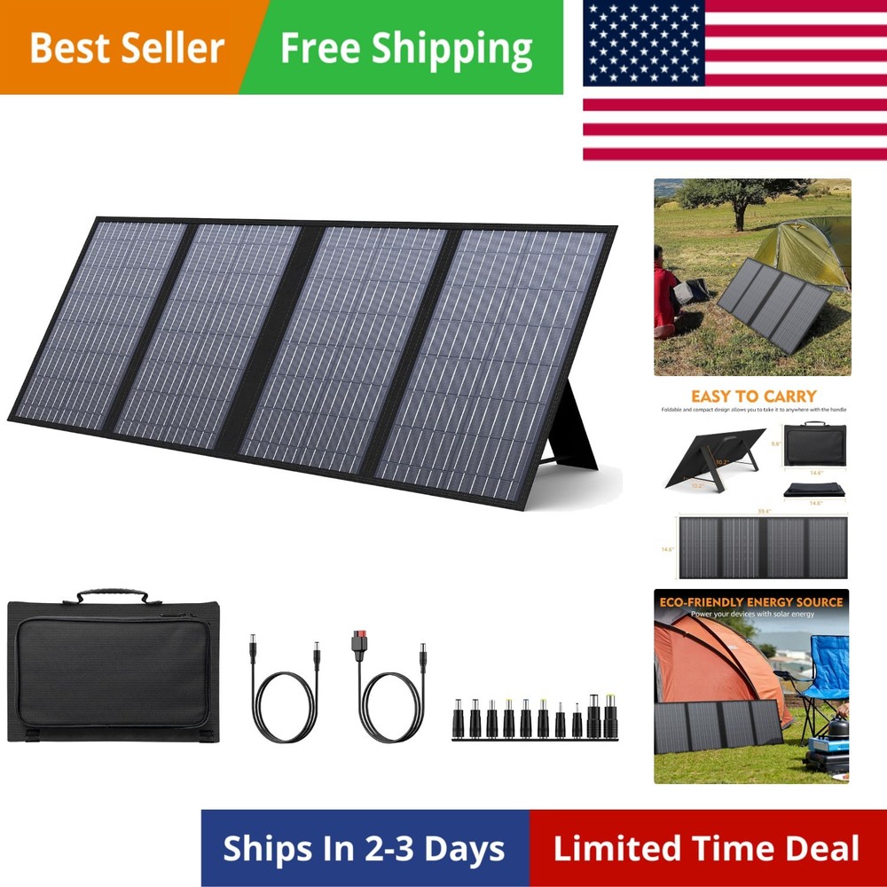 Foldable Solar Panel Charger 60W with 18V DC Output 11 Connectors for 100W~35…