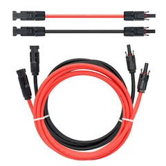 Labwork Black + Red Solar Panel Extension Cable Wire Connector 1 Pair 12/10 AWG