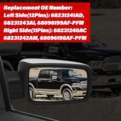 Chrome Power Folding Side Mirrors for Dodge Ram 1500 2500 3500 2013-2018 () Left