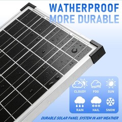 High Efficiency 20W Solar Panel with Battery Clips and 10A Charge Controller Kit