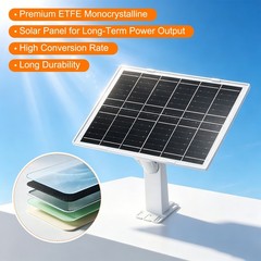 1 Pack of 5V 7W Solar Panel, Waterproof Dual Type-C/USB Solar Charger, White