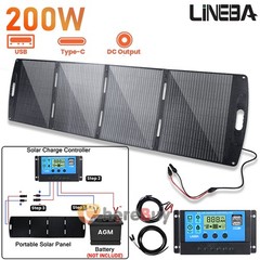 200W Foldable Solar Panel Solar Charger Off-Grid with USB-C, USB-A, DC Ports US