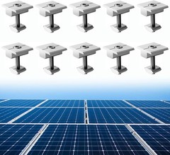 10pcs Solar Panels Centre Clamps, Aluminium T-Shaped Mid Clamps Include 10 Sc…