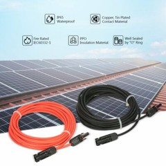 Black+Red 10 AWG Solar Panel Extension Cable Silicone Flexible Wire Connectors