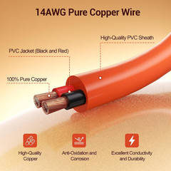 30FT 9M 8Mm Extension Cable 14AWG for Solar Generators, DC7909 Solar Panel