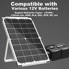 30W 12V Solar Battery Charger Kit with 10A MPPT Controller and Adjustable Mount