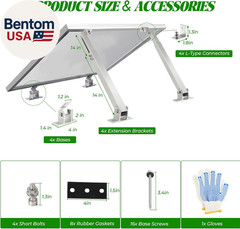 Solar Panel Mounting Brackets, 2 Sets Adjustable Solar Panel Tilt Mount Brackets