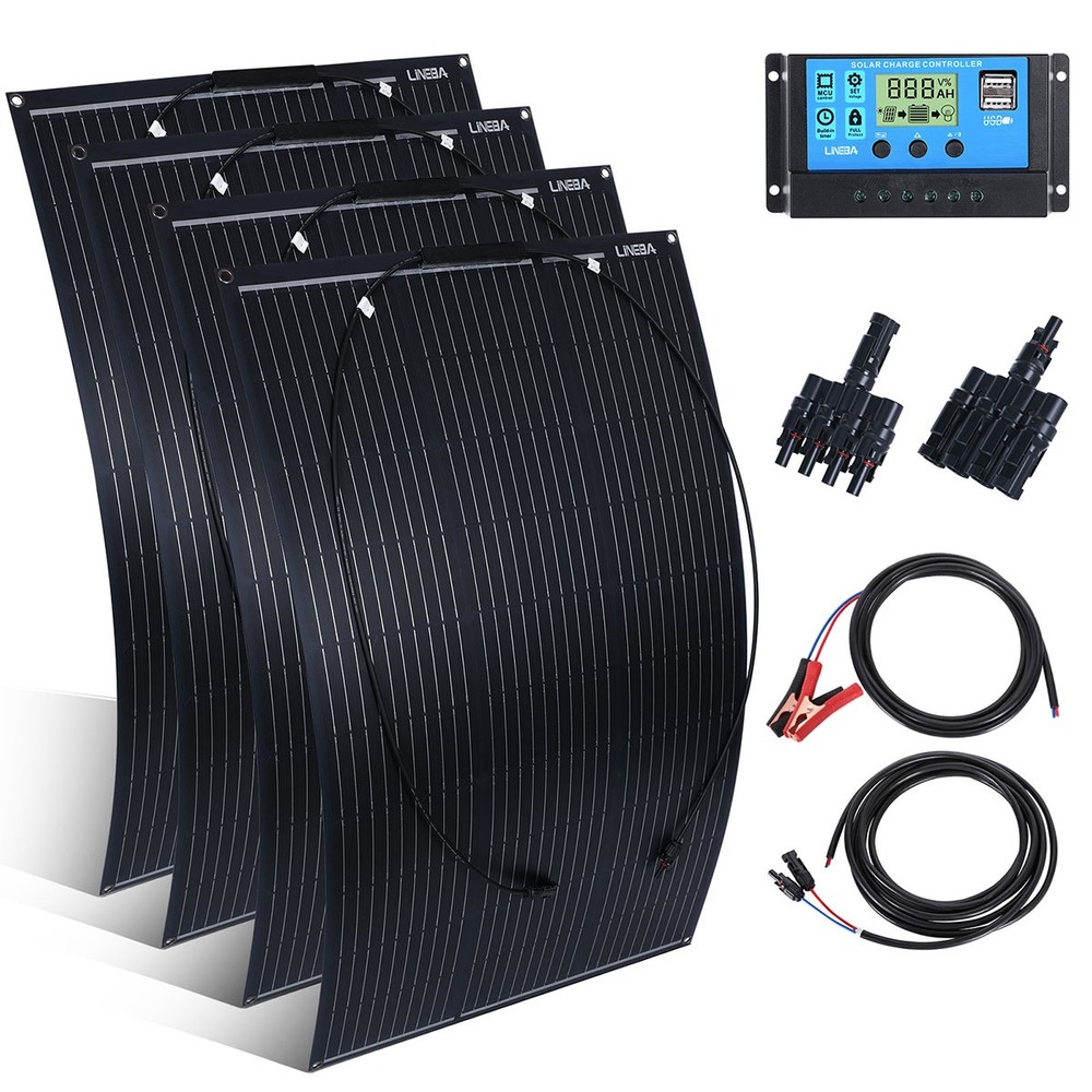 Flexible Solar Panel w/ 30A Controller High Efficiency Solar Charge for PV Home