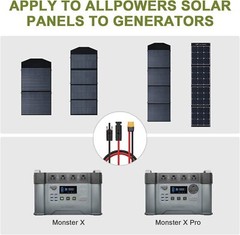 ALLPOWERS Charging Cable for Solar Panel to Power Station XT60 Port 1.5M 12AWG