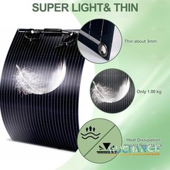 2000W Inverter & 200W Flexible Mono Solar Panel Outdoor Portable For Boat Home