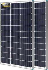 2PCS Solar Panels 100 Watt 12 Volt, High-Efficiency Monocrystalline PV Module
