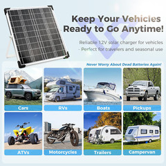 Mantenedor del cargador de bateria solar 20 W Y 12 V Impermeable Para Coche