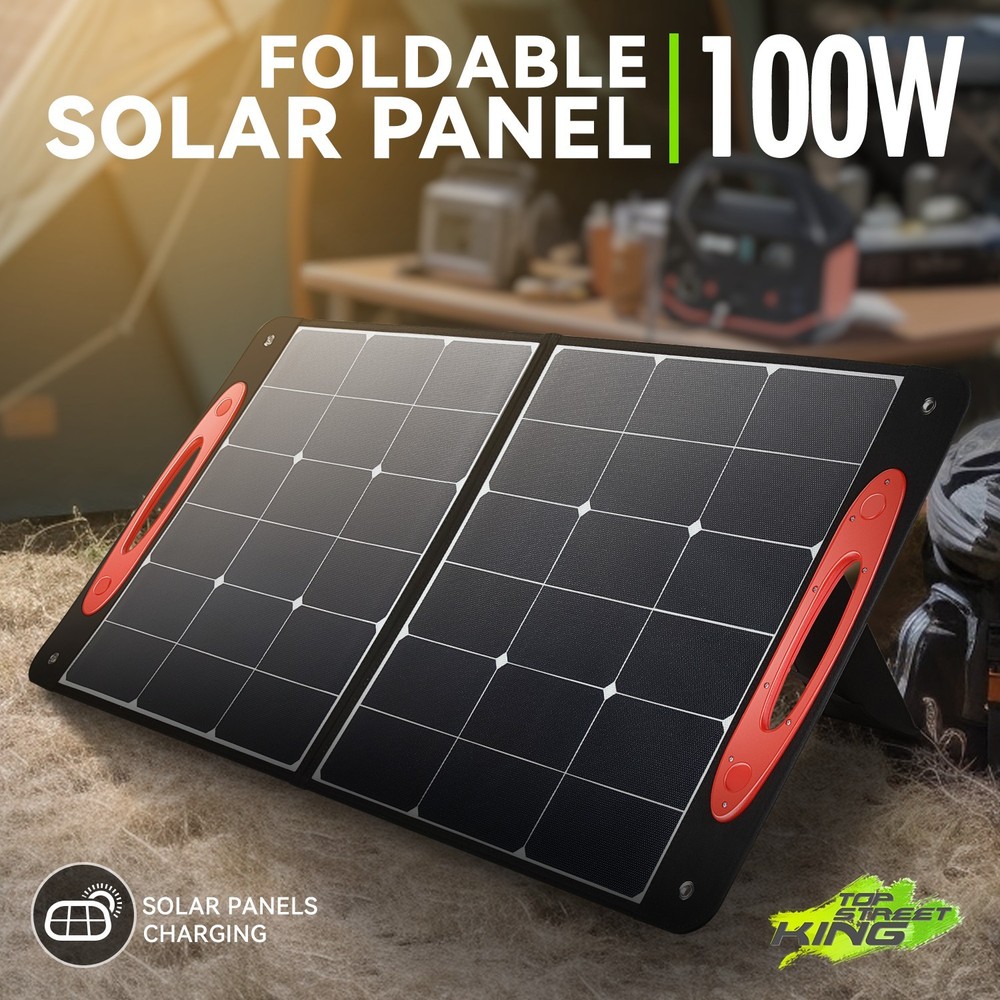 Foldable Portable Stand 100W Power Supply Camping Travel Emergency Solar Panel