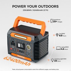 FlashFish P66 Portable Power Station 300W 230.88Wh 110V With Solar Panel 60W 18V