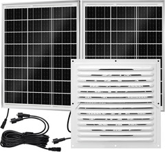 High-Speed Solar Attic Fan Kit, 2Pcs 20W Solar Panels + 25W DC Fan , Plug