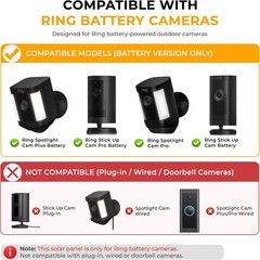 8W Solar Panel Ring Camera 2-Pack Solar Panel Charger Compatible W/ Ring Stick