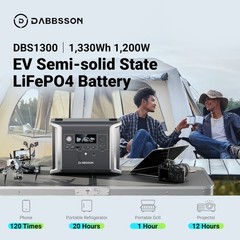 Dabbsson 1200W 1330Wh Power Station Camping with 2x 210W Foldable Solar Panel
