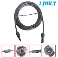 LABLT 10 AWG 15 FT Solar Panel Extension Cable Wire Connector Black + Red
