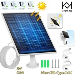 Waterproof Solar Panel Kit 5W 5V W/ Stand For Spotlight Camera Doorbell Charger