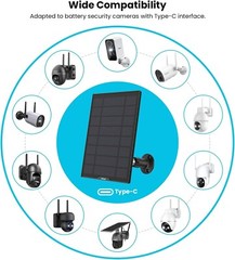 ieGeek Type-C Solar Panel for Outdoor Security Camera Home Battery CCTV System