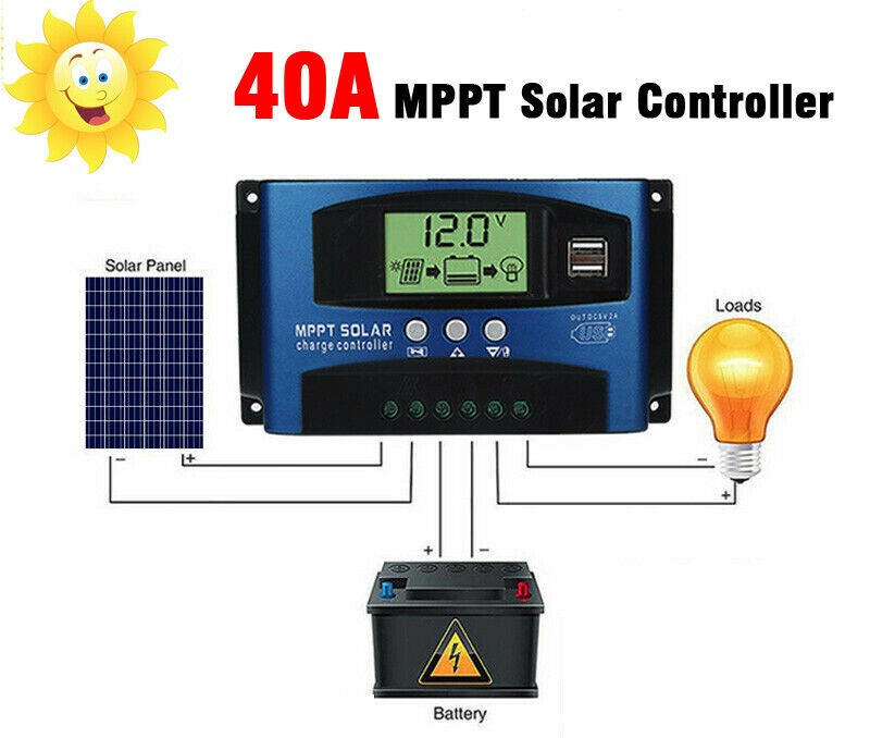 Regulator Dual USB Panel Auto Focus MPPT Solar 12V-24V Charge Controller 40A’