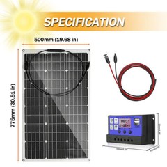 300W Portable Solar Panel Flexible Solar Panel Kit RV Camping Off-Grid Rooftop