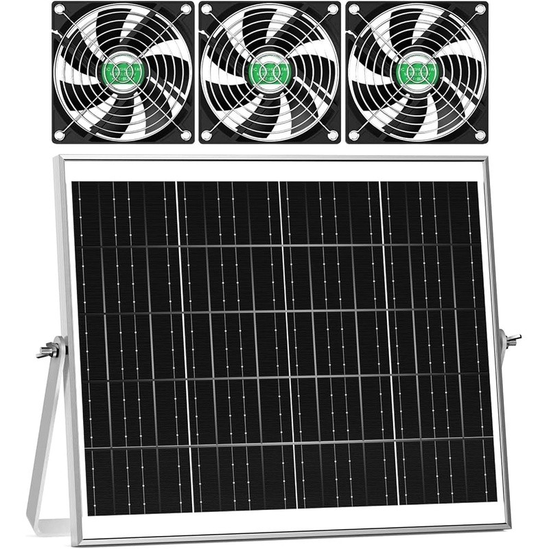 Solar Powered Exhaust Fan Greenhouse Chicken Coop Goat Shed Waterproof Durable