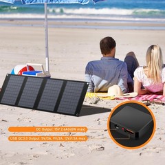 40 Watt Portable Solar Panel for 100W~200W Portable Power Station, Foldable S…