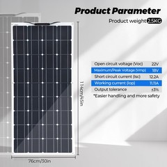 200W Flexible Solar Panel Mono 12V Car Boat Home Camping RV Boat Battery Charge