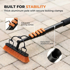 Solar Panel Cleaning Brush with 20 Ft Extension Pole – Water Fed Pole Brush with