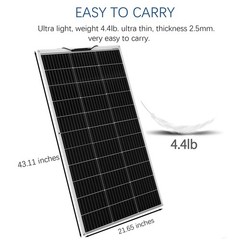 Flexible Solar Panel 100W 12V, 250° Bendable Monocrystalline Solar Panel with…