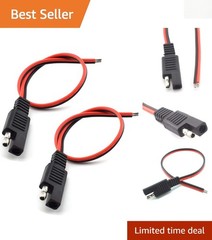 Efficient 2 Pcs SAE Extension Cable 1ft – Ideal for Solar Battery Connections