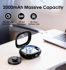 Charging Case for Oura Ring Gen 5, 4 & 3 Charger, 2000mAh Portable Travel Black