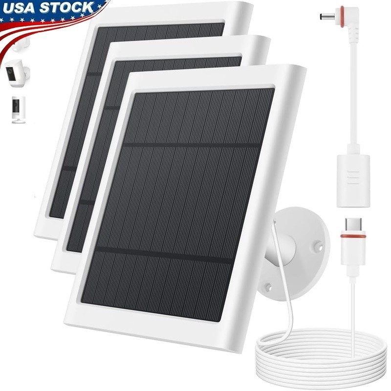 Rings Solar Panel Battery Waterproof 360 Mount Fast Charging Kit 10ft Cable New