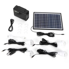 12V 4A Solar Panel Power Generator Kit Battery Pack Power Station USB w/ 4 Bulbs