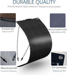 Flexible Solar Panel Kit 200W 12V,2PCS 100W Monocrystalline Module,20A Charge Co