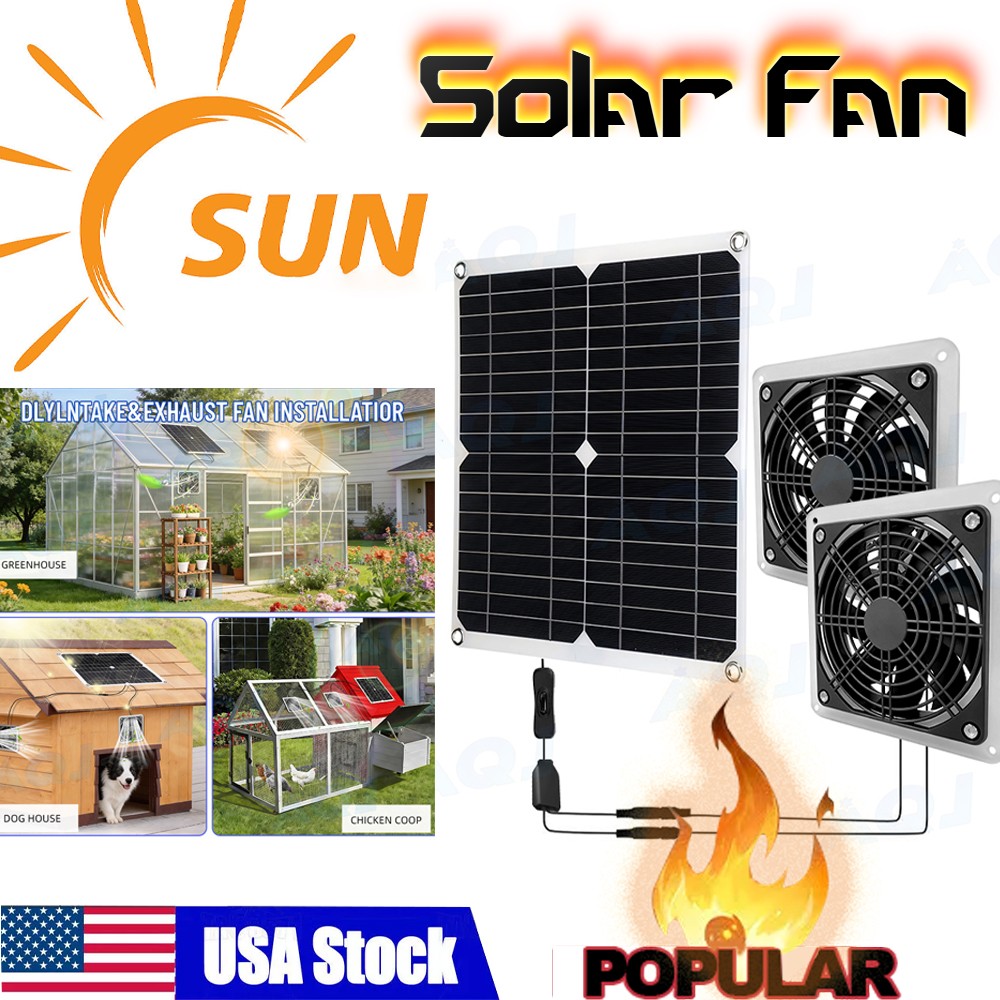 Solar Panel Fan kit, 20W Solar Powered Fan with Dual IP57 Waterproof Fans