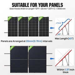 Upgraded Solar Ground Mount Adjustable Multi-Pieces Solar Panel Mounting Brac…