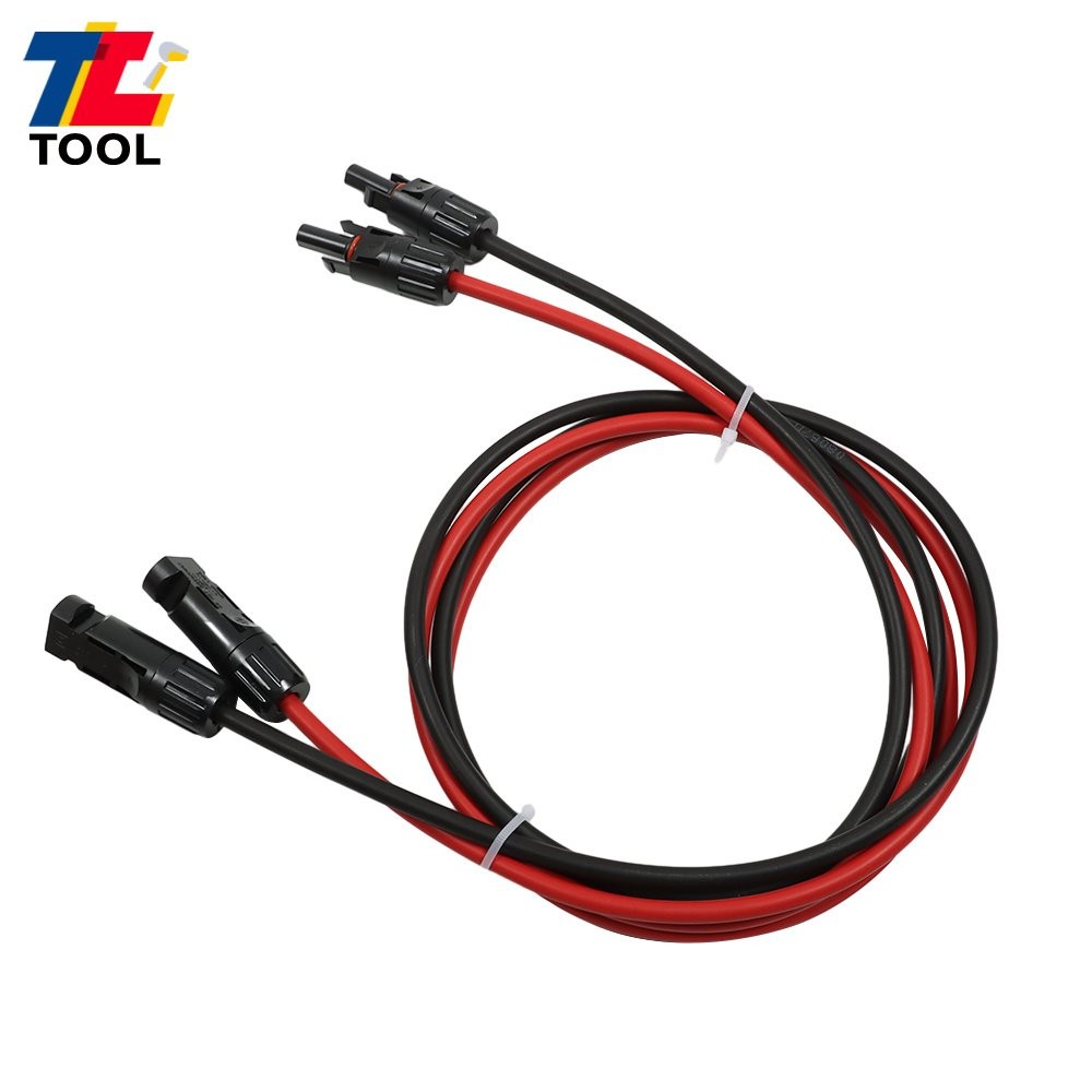 1 Pair 5FT 10AWG Solar Panel Extension Cable Wire Connector Black + Red