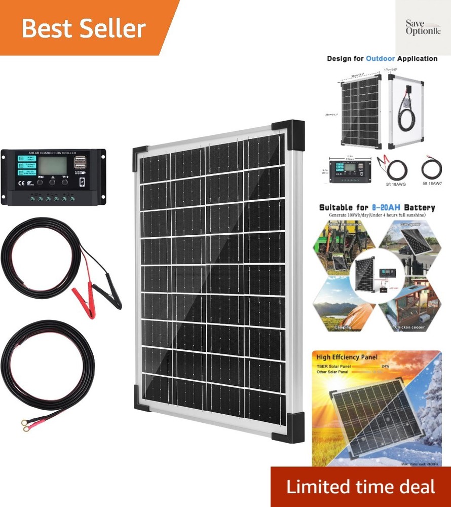 Solar Panel Kit 20W 12V, Solar Battery Charger with 10A Charge Controller and…