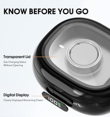 Charging Case for Oura Ring Gen 5, 4 & 3 Charger, 2000mAh Portable Travel Black