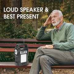 Portable Solar Power Bank Station Generator Flashlight FM Radio Outdoor Camping