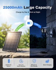 25000mAh Solar Panel with Battery 20W USB IP65 Waterproof Solar Charger fr CCTV