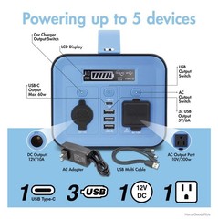 Portable Power Station 200W Push Button Start USB Ports Camping CPAP