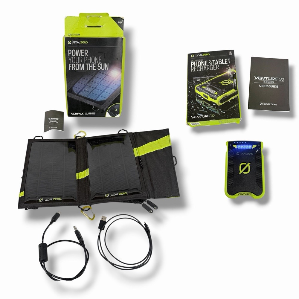 Goal Zero Nomad 7 Solar Panel & Venture 30 Battery Bank Hiking Camping Charger