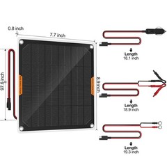 OYMSAE Black Solar Panel Car Battery Charger,5W 12V Waterproof Solar Battery Mai