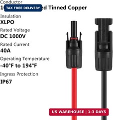 Solar Connectors Y Branch Parallel Adapter 10AWG Cable for Solar Panel (Red & Bl