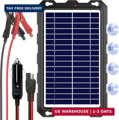 POWOXI Upgraded 7.5W-Solar-Battery-Trickle-Charger-Maintainer-12V Portable Water
