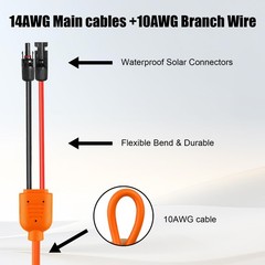 Kimbluth 14 AWG Solar Extension Cable 25FT Red Black Female Male Connectors
